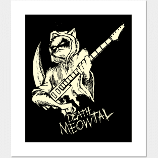 Death Metal Guitar Playing Reaper Cat Meowtal Headbanger Posters and Art